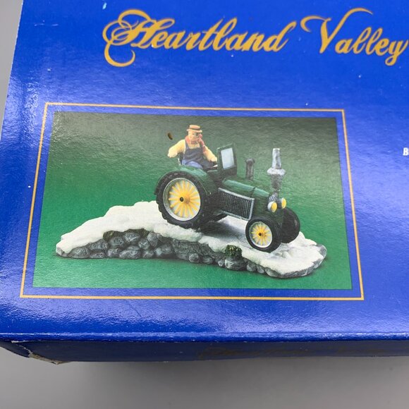 Heartland Valley Christmas Village Green Tractor on Hill of Snow in Original Box - Picture 4 of 10